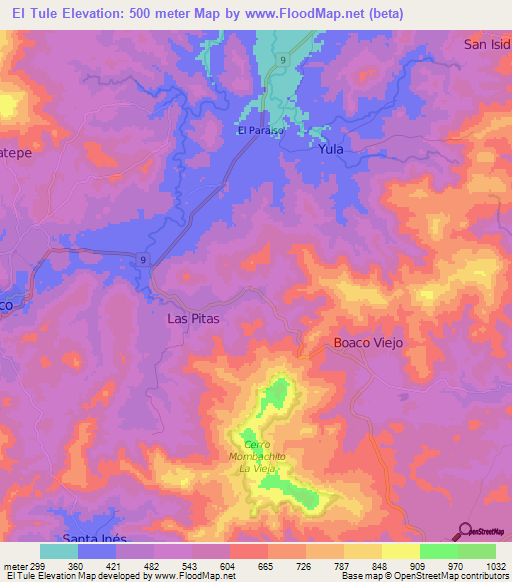El Tule,Nicaragua Elevation Map