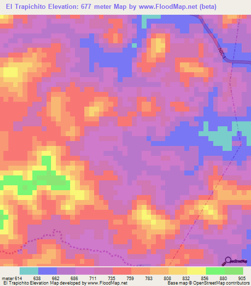El Trapichito,Nicaragua Elevation Map