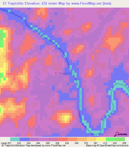 El Trapichito,Nicaragua Elevation Map