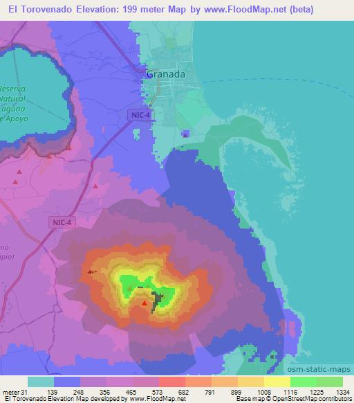 El Torovenado,Nicaragua Elevation Map