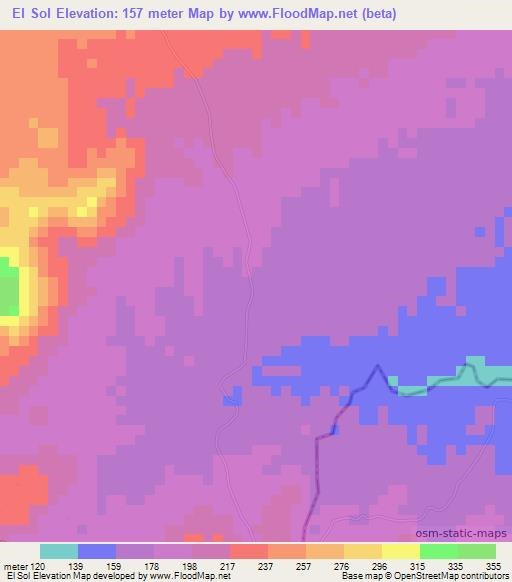 El Sol,Nicaragua Elevation Map