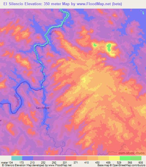 El Silencio,Nicaragua Elevation Map