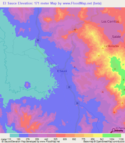 El Sauce,Nicaragua Elevation Map