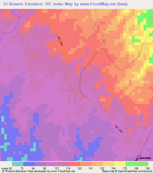 El Rosario,Nicaragua Elevation Map