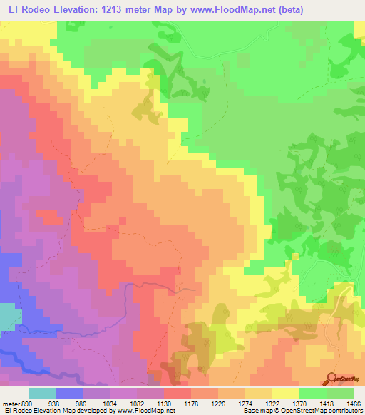 El Rodeo,Nicaragua Elevation Map