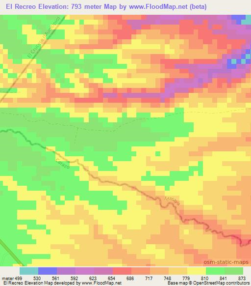 El Recreo,Nicaragua Elevation Map