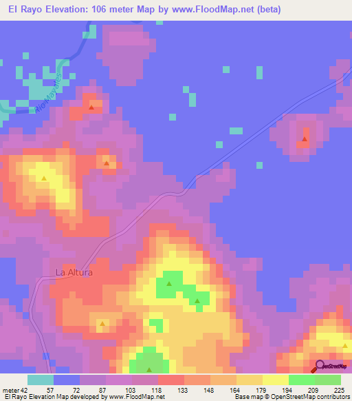 El Rayo,Nicaragua Elevation Map