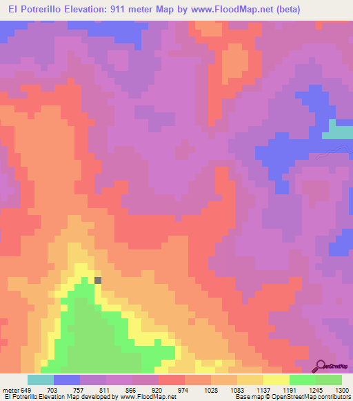 El Potrerillo,Nicaragua Elevation Map