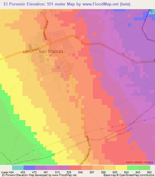 El Porvenir,Nicaragua Elevation Map