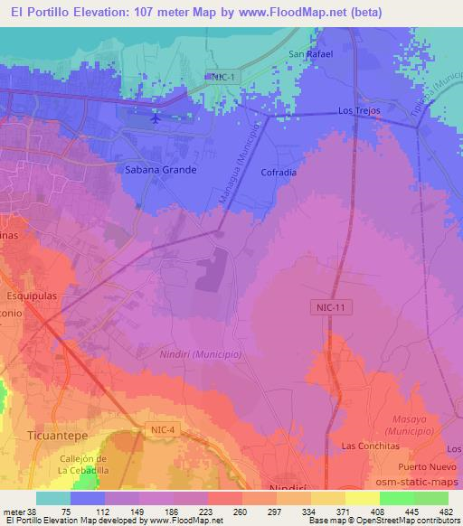 El Portillo,Nicaragua Elevation Map