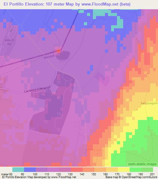 El Portillo,Nicaragua Elevation Map