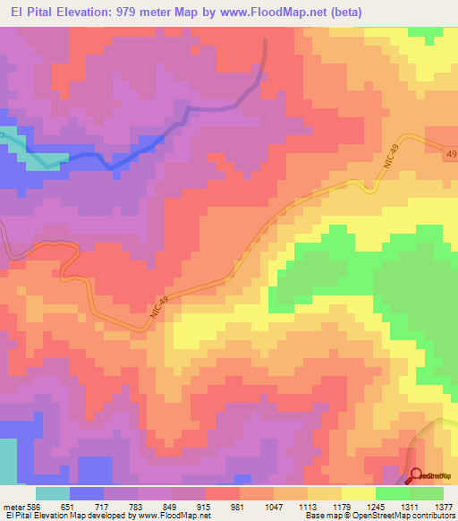 El Pital,Nicaragua Elevation Map
