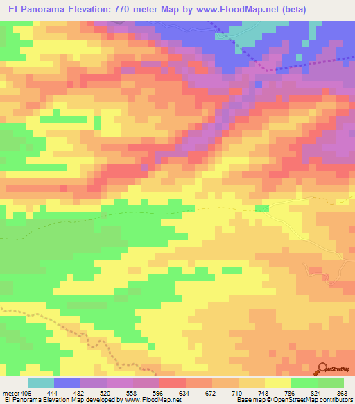 El Panorama,Nicaragua Elevation Map