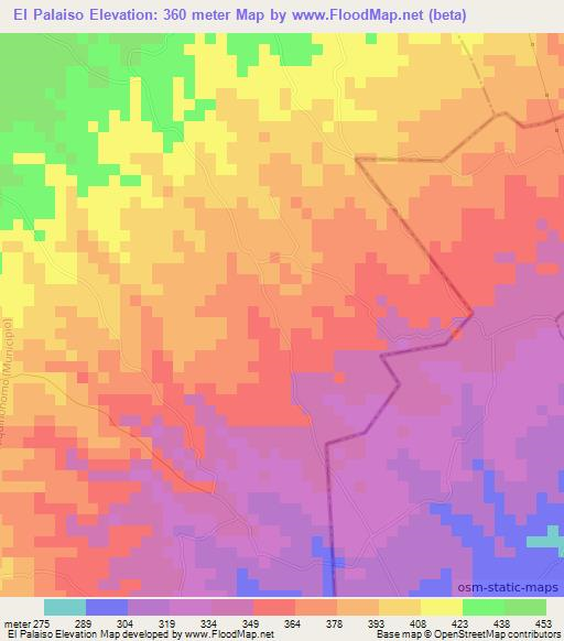 El Palaiso,Nicaragua Elevation Map