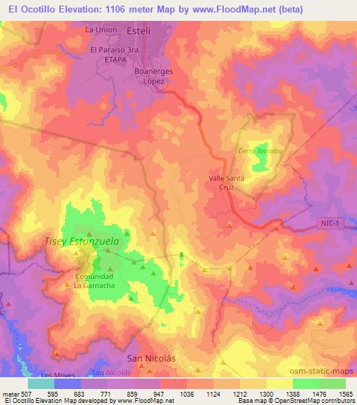 El Ocotillo,Nicaragua Elevation Map
