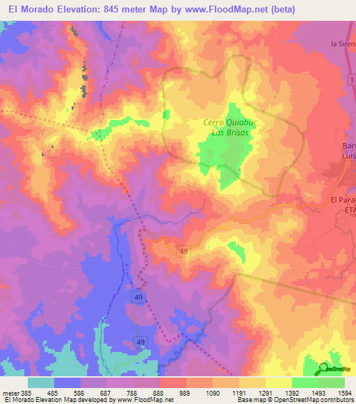 El Morado,Nicaragua Elevation Map