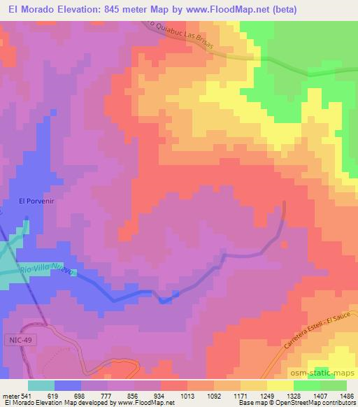 El Morado,Nicaragua Elevation Map