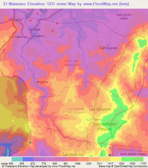El Matasano,Nicaragua Elevation Map