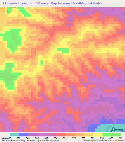 El Limon,Nicaragua Elevation Map