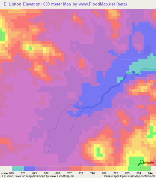 El Limon,Nicaragua Elevation Map