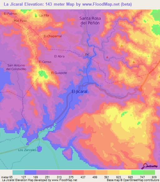 La Jicaral,Nicaragua Elevation Map