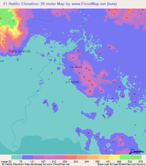 El Hatillo,Nicaragua Elevation Map
