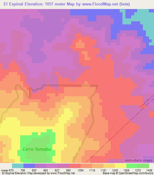 El Espinal,Nicaragua Elevation Map