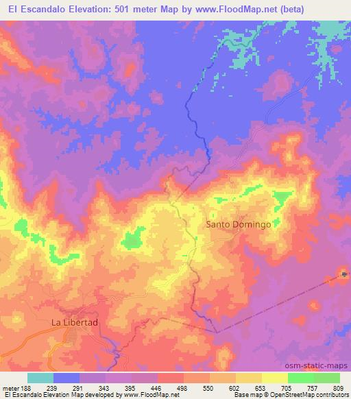 El Escandalo,Nicaragua Elevation Map