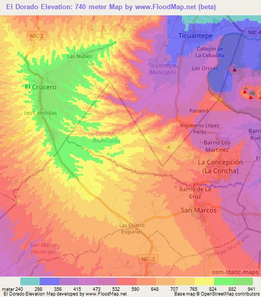 El Dorado,Nicaragua Elevation Map
