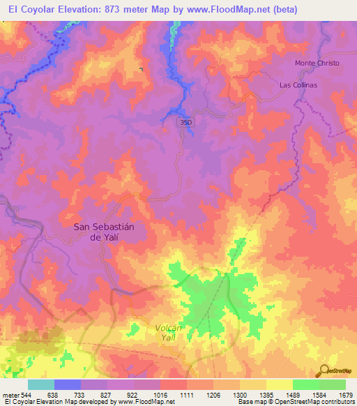 El Coyolar,Nicaragua Elevation Map