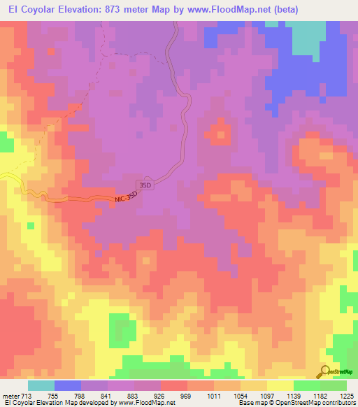 El Coyolar,Nicaragua Elevation Map
