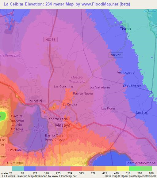 La Ceibita,Nicaragua Elevation Map