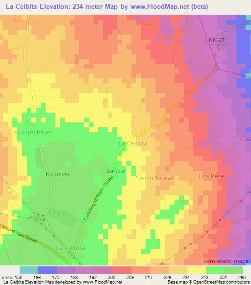 La Ceibita,Nicaragua Elevation Map
