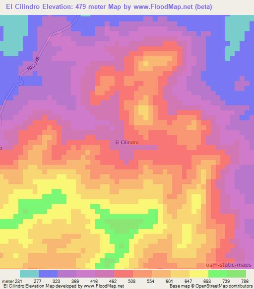 El Cilindro,Nicaragua Elevation Map