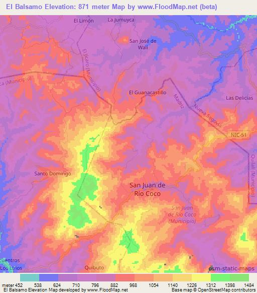 El Balsamo,Nicaragua Elevation Map
