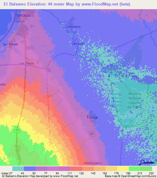 El Balsamo,Nicaragua Elevation Map