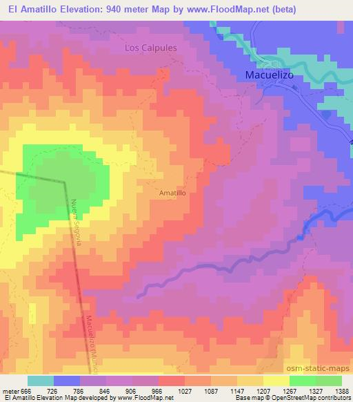 El Amatillo,Nicaragua Elevation Map