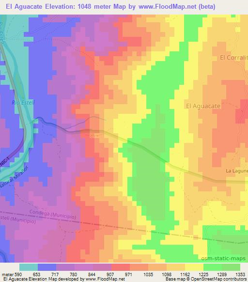 El Aguacate,Nicaragua Elevation Map