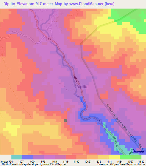 Dipilto,Nicaragua Elevation Map