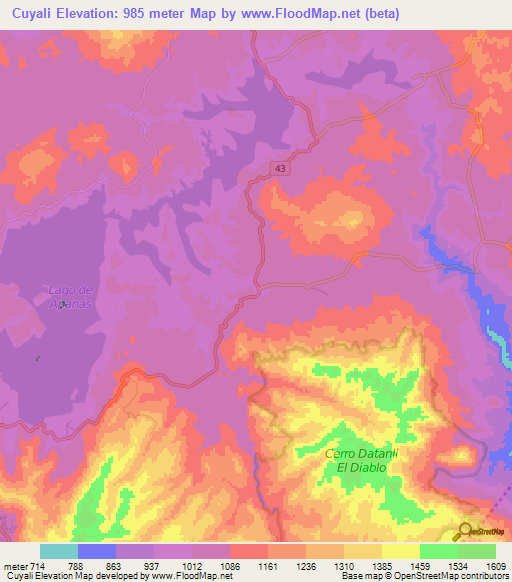 Cuyali,Nicaragua Elevation Map