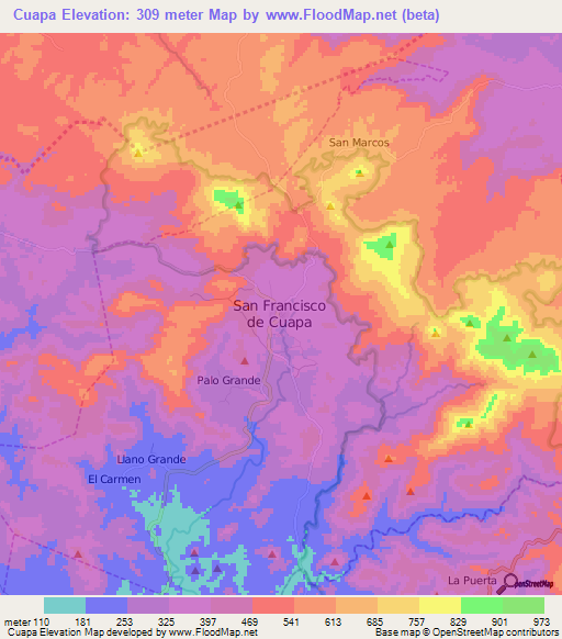 Cuapa,Nicaragua Elevation Map