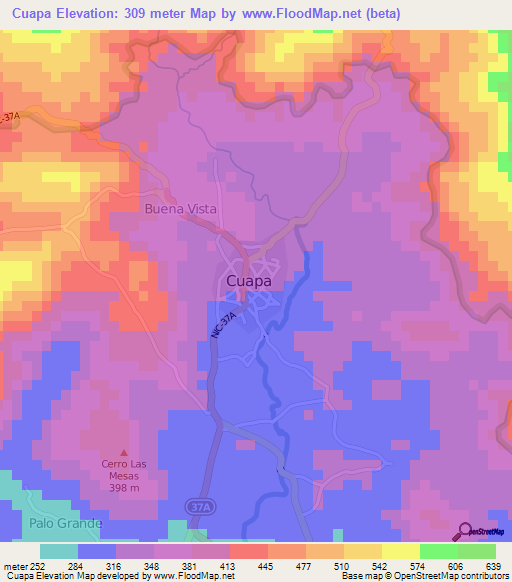 Cuapa,Nicaragua Elevation Map