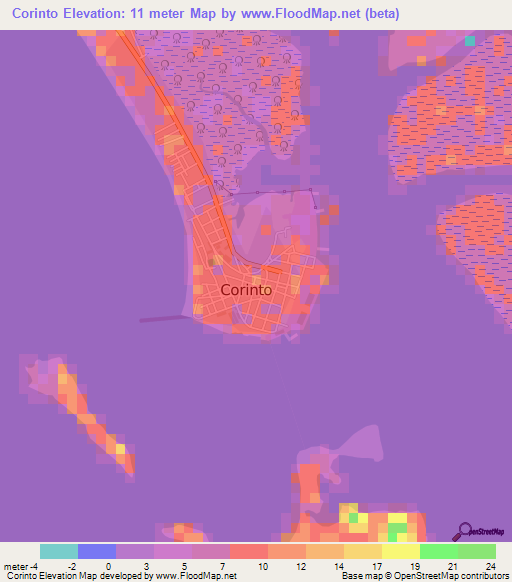 Corinto,Nicaragua Elevation Map