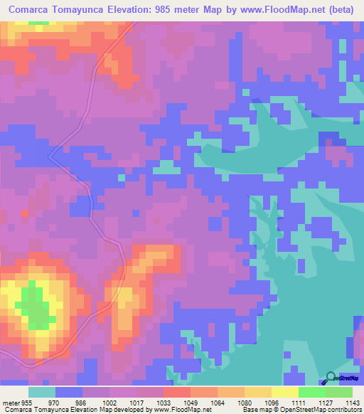 Comarca Tomayunca,Nicaragua Elevation Map