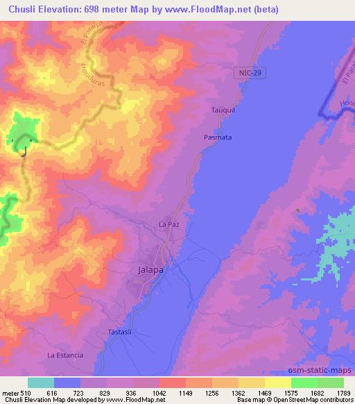 Chusli,Nicaragua Elevation Map
