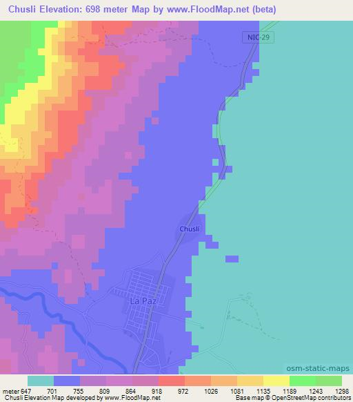 Chusli,Nicaragua Elevation Map