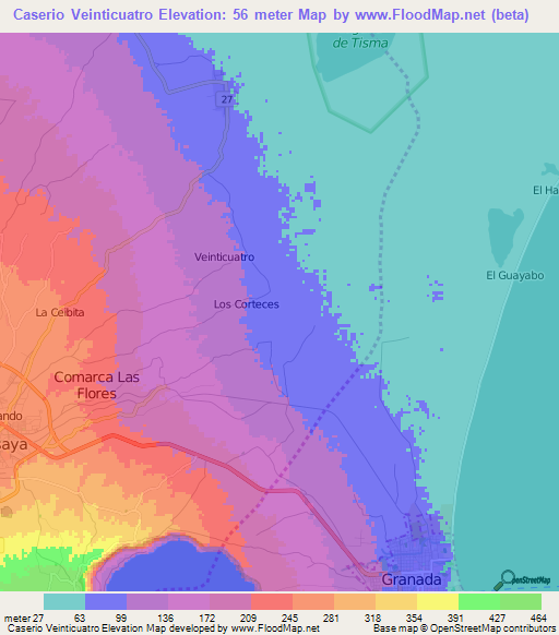 Caserio Veinticuatro,Nicaragua Elevation Map