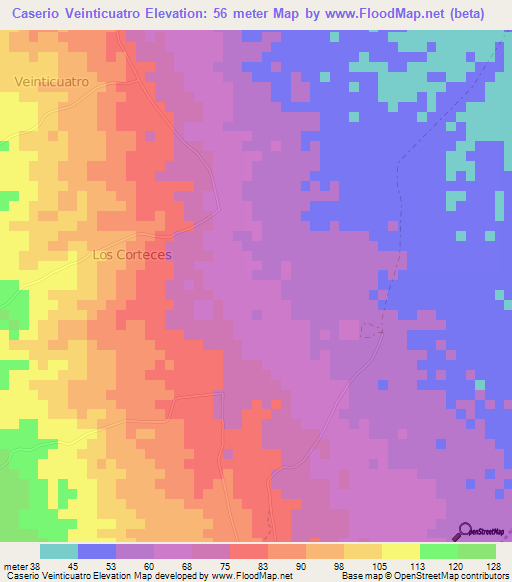 Caserio Veinticuatro,Nicaragua Elevation Map