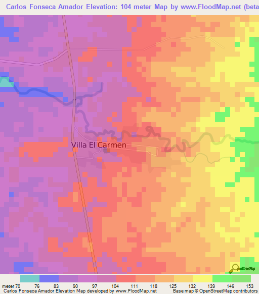Carlos Fonseca Amador,Nicaragua Elevation Map