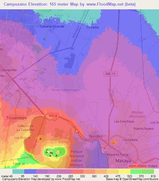 Campuzano,Nicaragua Elevation Map